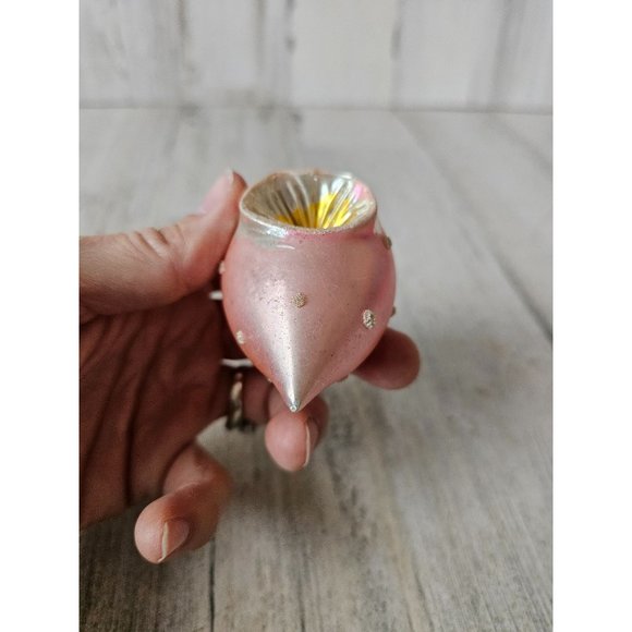 Vintage pink indent reflector shooting star glass ornament Xmas tree - Picture 8 of 8